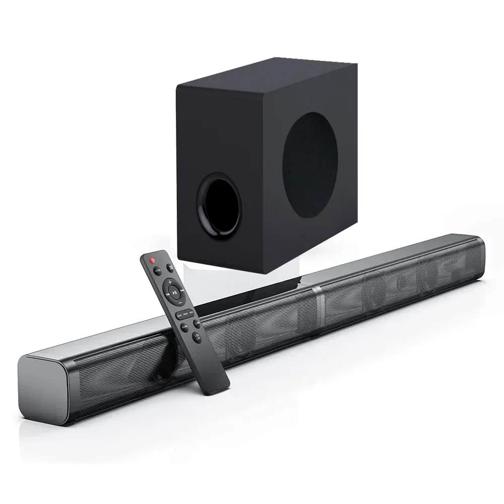 80W TV Soundbar 2.1 Bluetooth Speaker 5.0 Home Theater System 3D Surround Sound Bar Remote Control with Subwoofer for TV