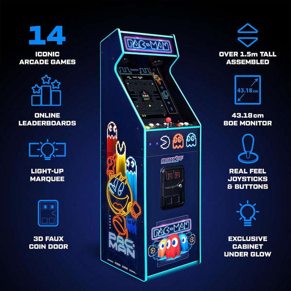 Pac-Man Deluxe Arcade Machine, 14 Games, Neon