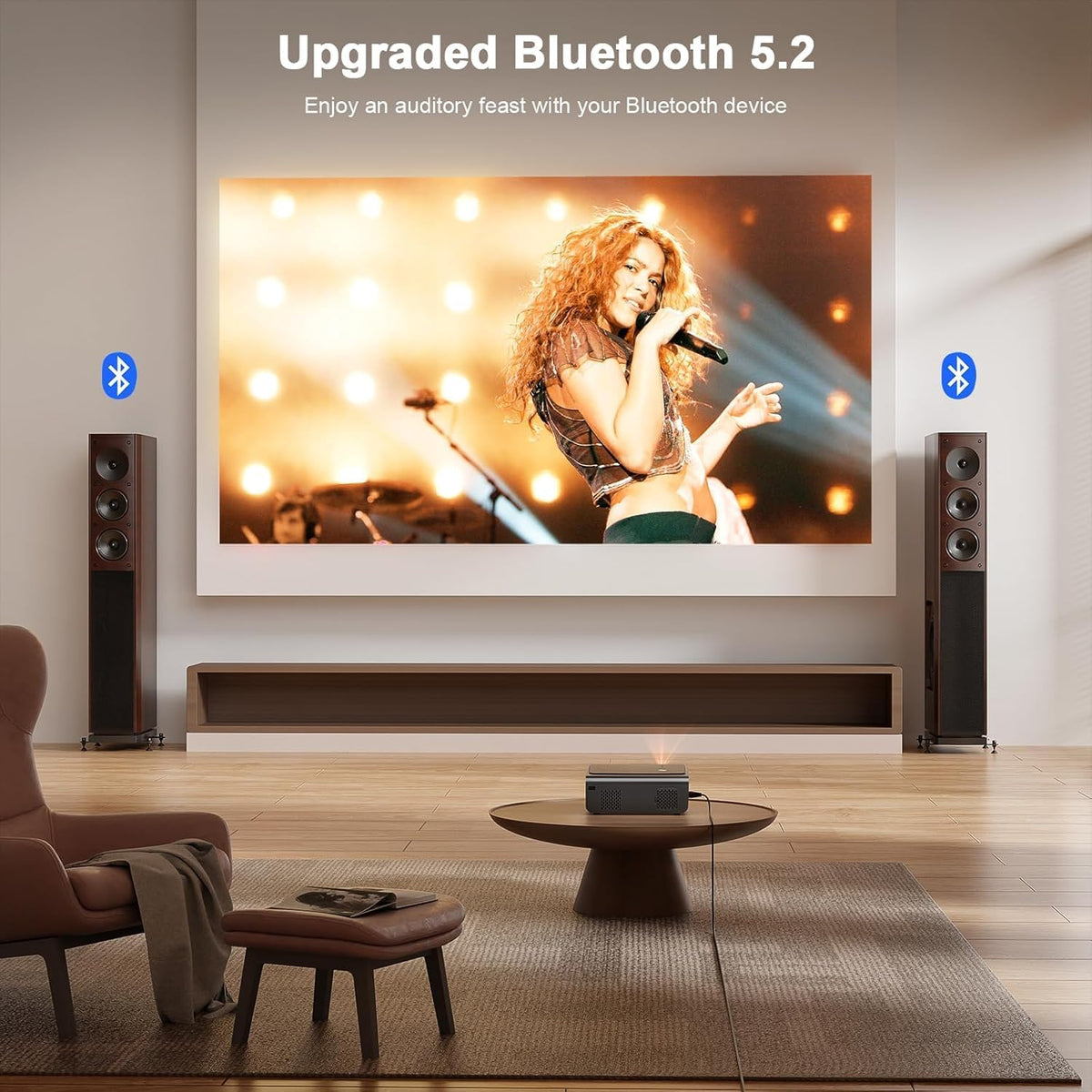 [Now with Netflix & 3000 ANSI] 4K Projector with Wifi and Bluetooth,Tof Real-Time Auto Focus Smart Projector, Upgrade for  Overhead Projectors Theater Proyector with Omni-Adjustable Stand(Black)