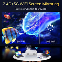 Projector with Wifi and Bluetooth, [Native 1080P Upgrade 240 ANSI]  Portable Projector, Mini Movie Projector for Outdoor Use, Bedroom Ceiling Video Projector Compatible with Phone/Tv Stick/Pc/Ps5