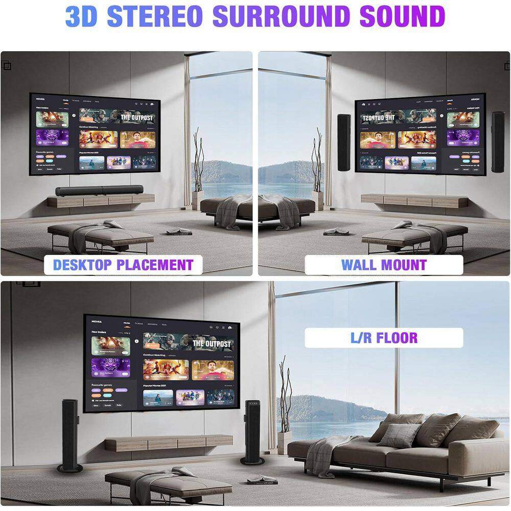 5.3 Bluetooth Sound Bar for Smart Tv-2-In-1 Detachable Surround Sound System with 3D Bass Effect