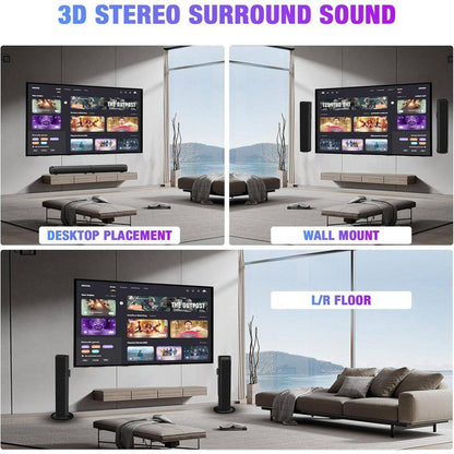5.3 Bluetooth Sound Bar for Smart Tv-2-In-1 Detachable Surround Sound System with 3D Bass Effect