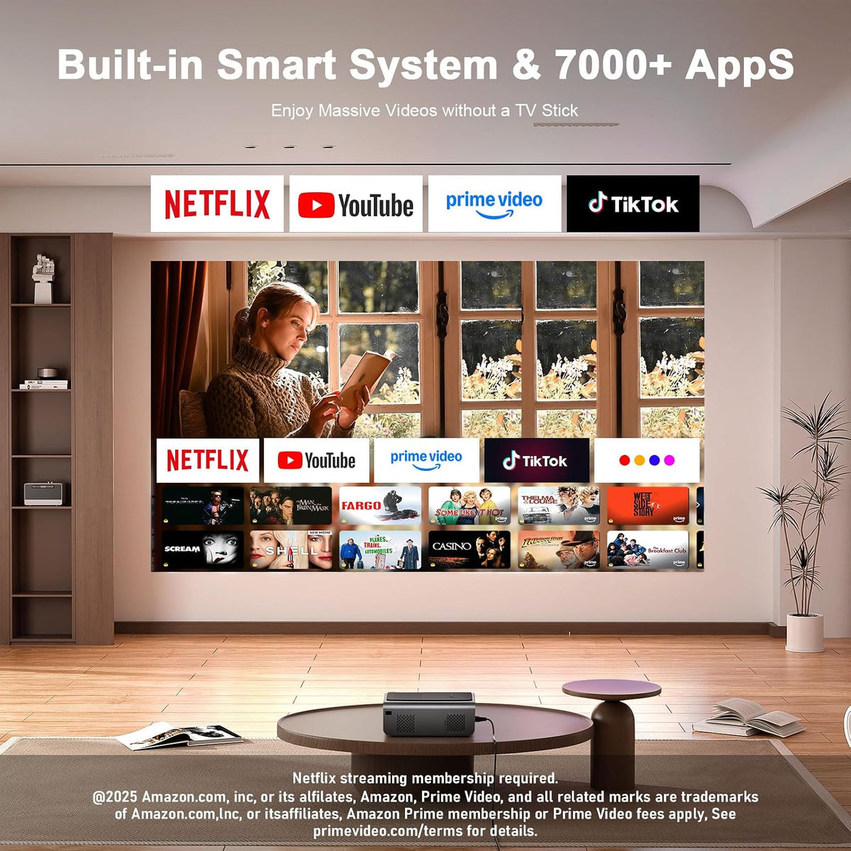 [Now with Netflix & 3000 ANSI] 4K Projector with Wifi and Bluetooth,Tof Real-Time Auto Focus Smart Projector, Upgrade for  Overhead Projectors Theater Proyector with Omni-Adjustable Stand(Black)