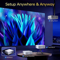 Projector with Wifi and Bluetooth, [Native 1080P Upgrade 240 ANSI]  Portable Projector, Mini Movie Projector for Outdoor Use, Bedroom Ceiling Video Projector Compatible with Phone/Tv Stick/Pc/Ps5