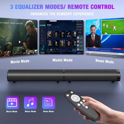5.3 Bluetooth Sound Bar for Smart Tv-2-In-1 Detachable Surround Sound System with 3D Bass Effect