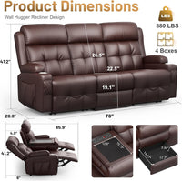 RV Reclining Sofa, Home Theater Seating Loveseat Couch with Massage