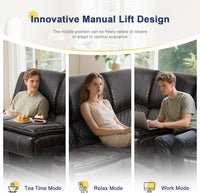 3 Seater Reclining Sofa, Recliner Sofa with Liftable Console (Pu, Brown)