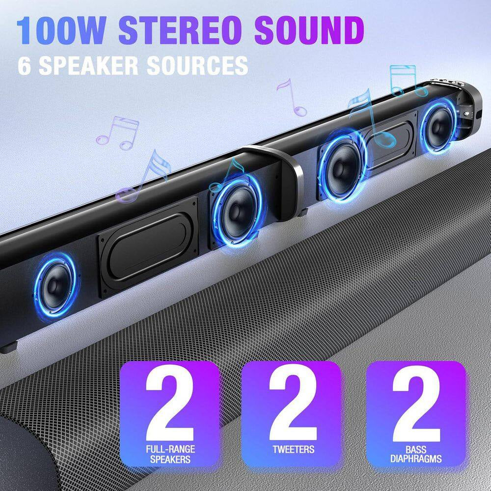 5.3 Bluetooth Sound Bar for Smart Tv-2-In-1 Detachable Surround Sound System with 3D Bass Effect