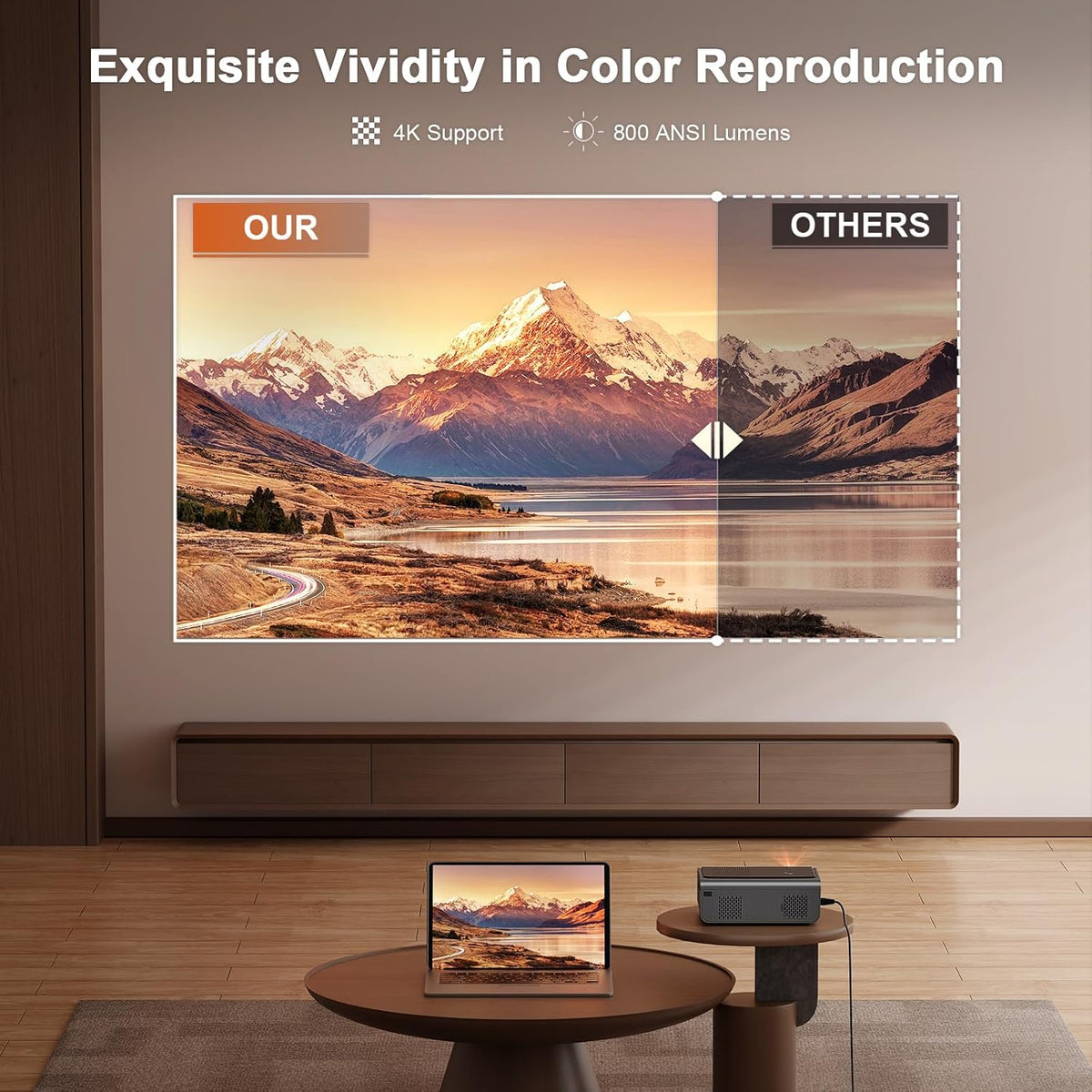 [Now with Netflix & 3000 ANSI] 4K Projector with Wifi and Bluetooth,Tof Real-Time Auto Focus Smart Projector, Upgrade for  Overhead Projectors Theater Proyector with Omni-Adjustable Stand(Black)