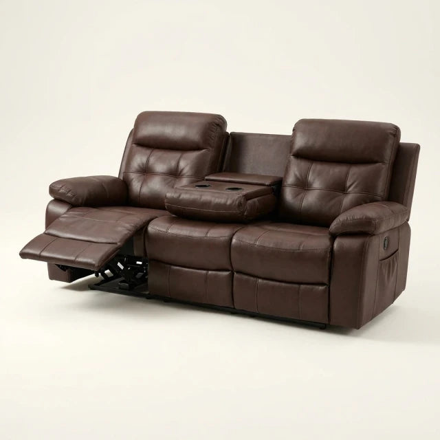 Home Theater Reclining Sofa Built for Comfort, Massage Function, LED Lighting, Convertible 3-Seat Design — Studio Shot