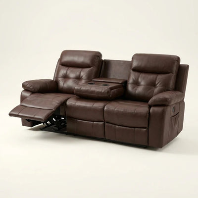 Home Theater Reclining Sofa Built for Extended Comfort, Massage Function, LED Lighting, Convertible 3-Seat